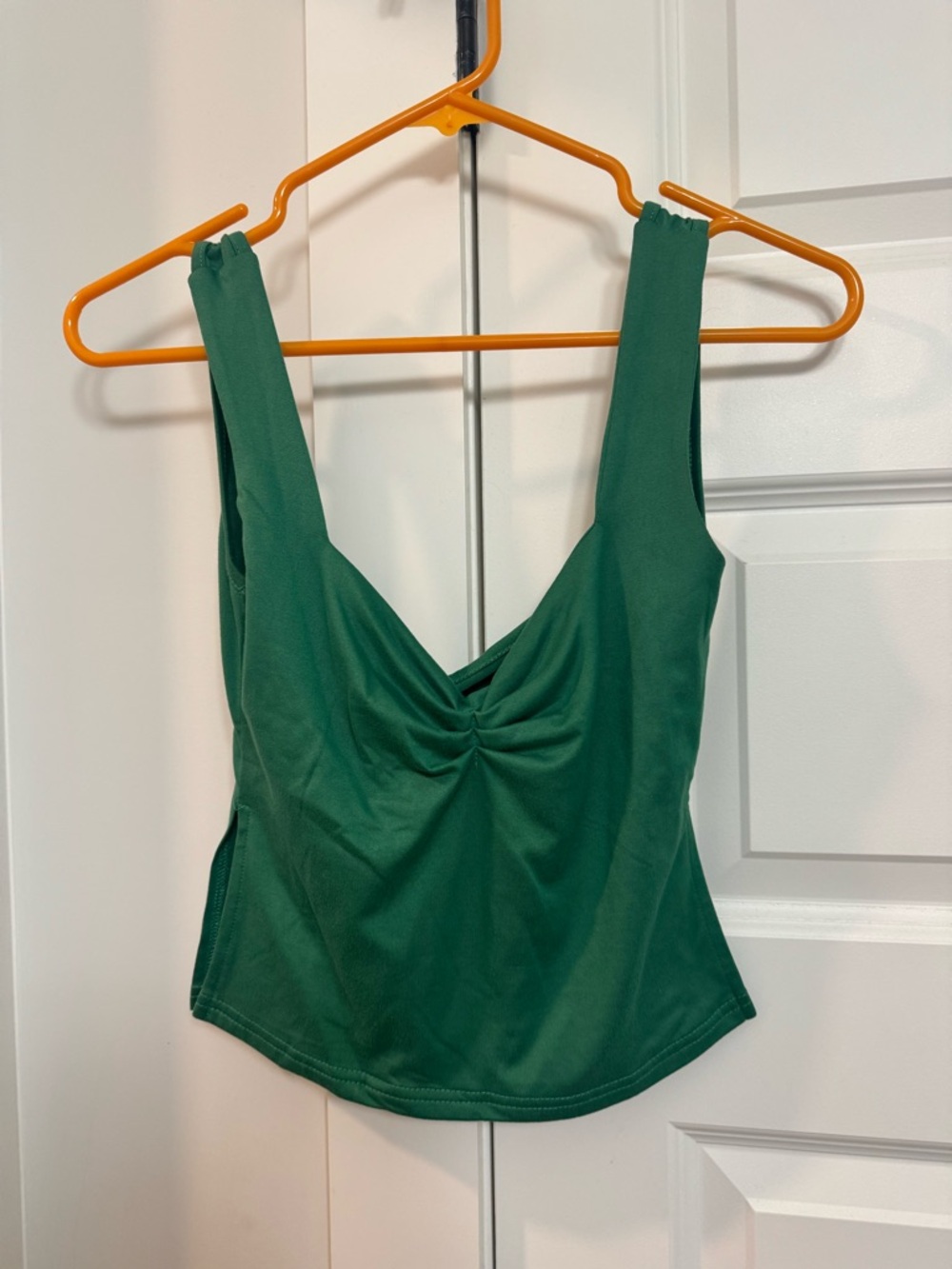Sleeveless Green Ruched Front Women’s Top